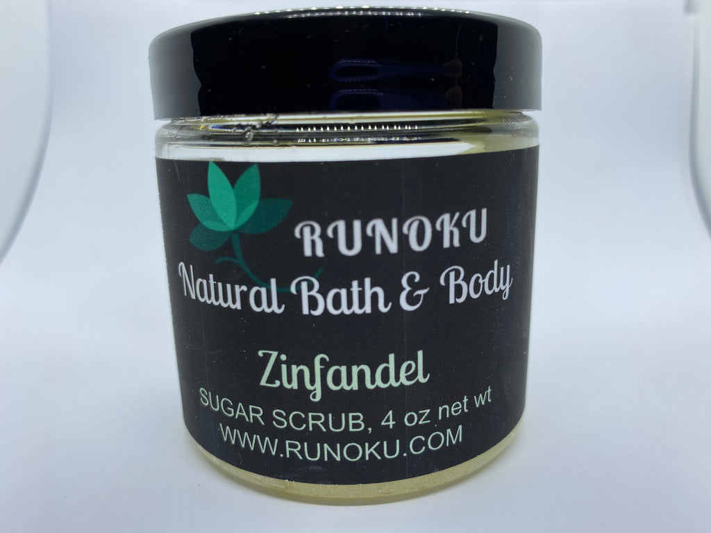 Runoku Zinfandel white wine all natural sugar scrub. 